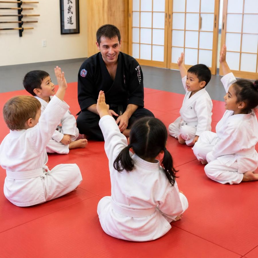 Is Your Little One students practicing drills during class at Go No Sen Karate in Peekskill