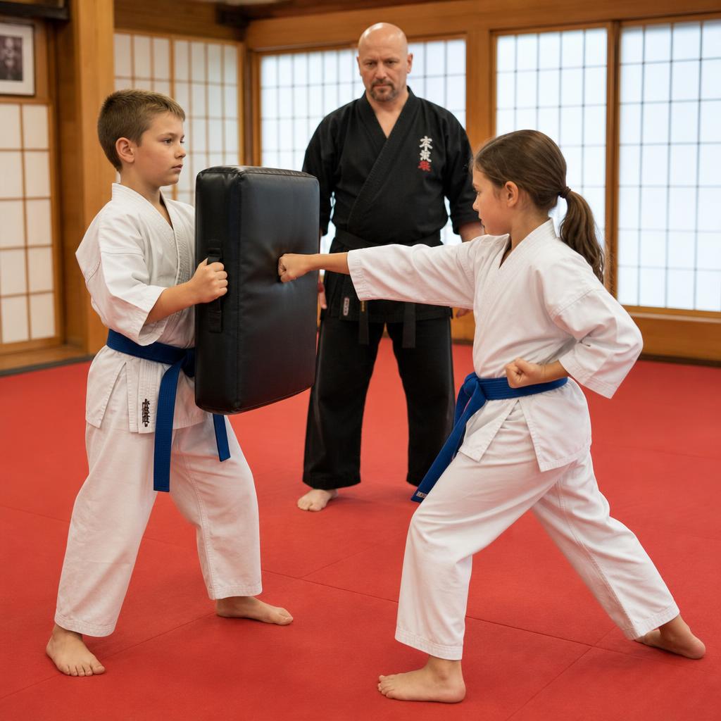 Is Your Child students practicing drills during class at Go No Sen Karate in Peekskill