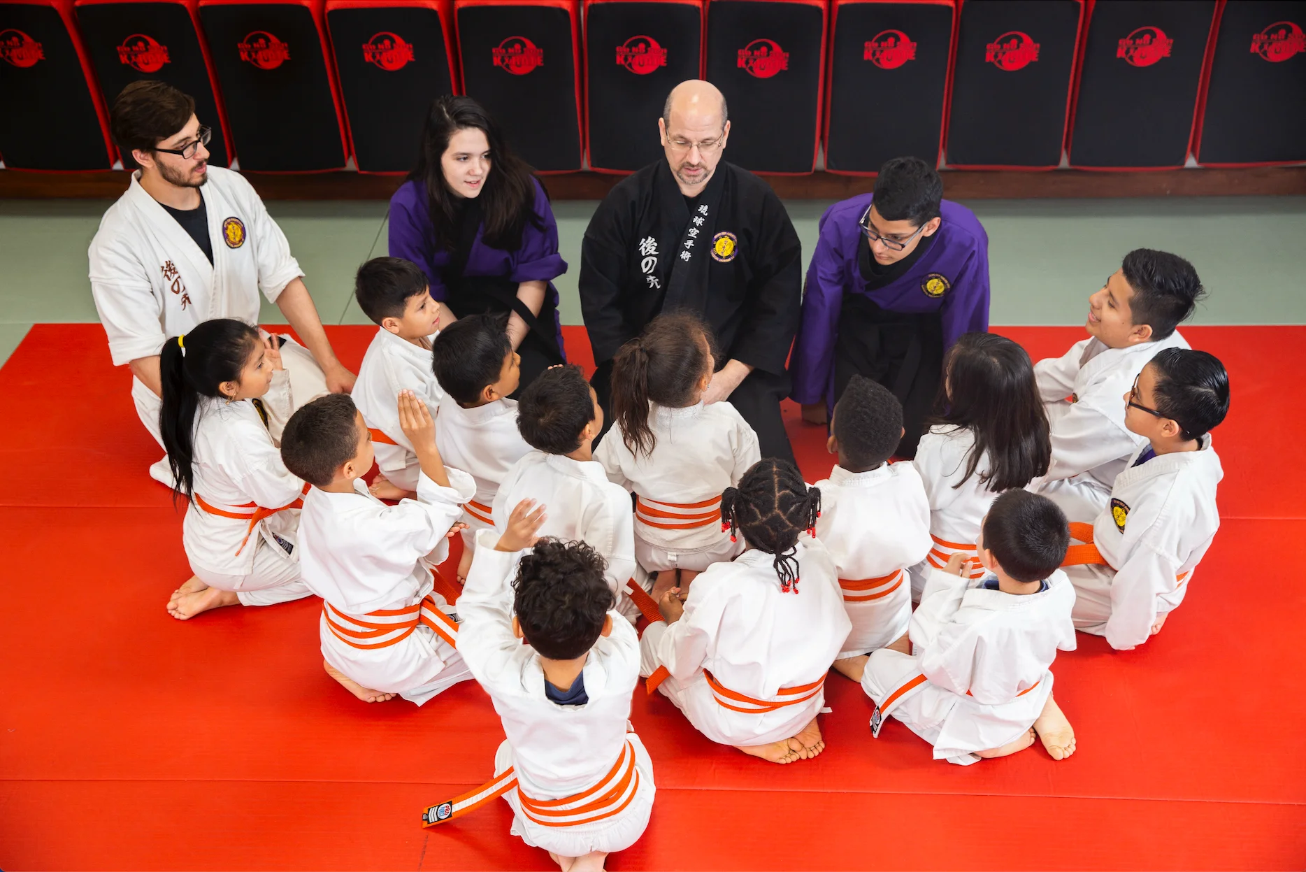 Kids martial arts class training together at Go No Sen Karate in Peekskill